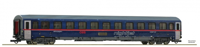 Passenger car type eurofima for Nightjet train<br /><a href='images/pictures/Roco/Roco-74340.jpg' target='_blank'>Full size image</a>